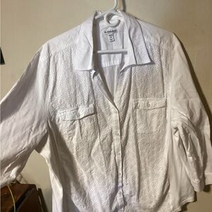 Croft & Barrow Classic White Shirt w Eyelet Front & Roll Tab Sleeve. Size 3X